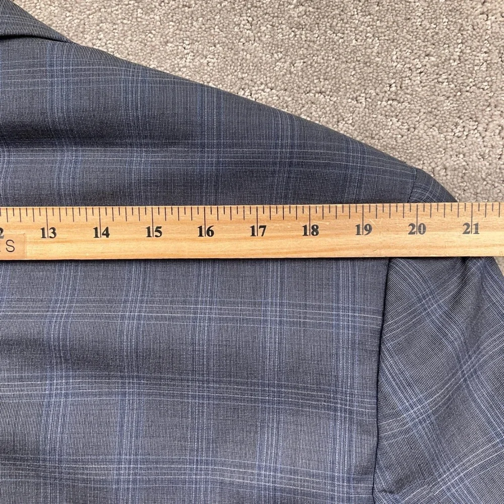 Austin Reed Ticknors Suit Mens 46L 39W 35L Gray Blue Plaid Classic 2 Button Wool
